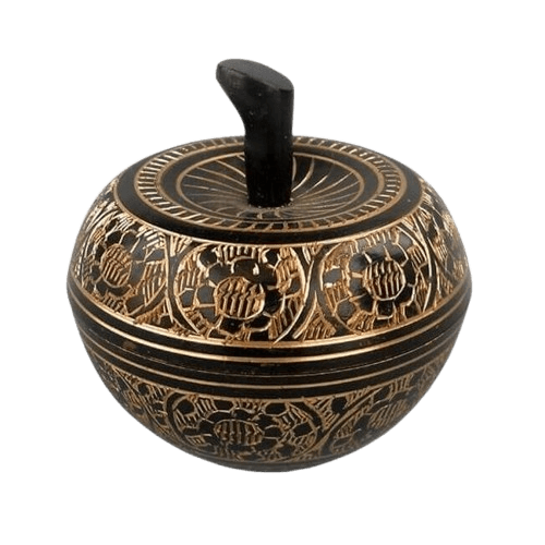 BRASS APPLE HAND ENGRAVING CANDLE CONTAINER (BLACK)